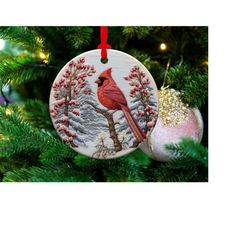 3d Cardinal 2 | Ceramic Christmas Ornament | Housewarming Gift | New Home Gift | Christmas Tree Decoration | Gift For Mo