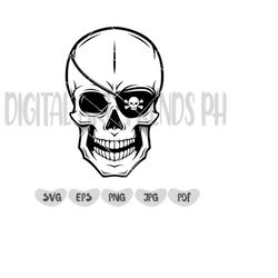 Pirate Skull Svg | Pirate SVG | Skull Svg | Pirate Clipart | Pirate Cut Files For Silhouette | Pirate Vector | Png Pdf J