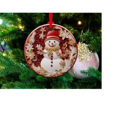 3d Snowman 2 | Ceramic Christmas Ornament | Housewarming Gift | New Home Gift | Christmas Tree Decoration | Gift For Mom