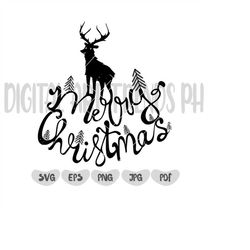 Merry Christmas SVG File, Reindeer SVG File, Antlers SVG File, Ornament Svg File, Christmas Shirt Svg File, Christmas Sv