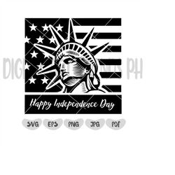 Happy 4th Of July SVG | Statue Of Liberty SVG | Independence Day SVG | Cricut Silhouette Cutting Files Clipart Vector Di
