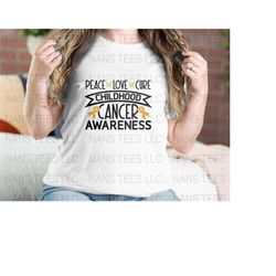 Peace . love . cure | Childhood Cancer Awareness Graphic Clipart | svg png dxf eps jpg | Instant Digital Download
