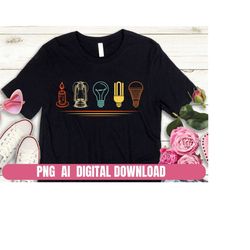 Electrician Light Bulb Electric Png Ai Design Printing T-shirt Sublimation Digital File Download