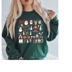 cute christmas elements, christmas sweatshirt, minimal christmas design, christmas gift for her, holiday apparel