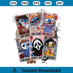 Halloween Stitch Horror Characters Tarot Card PNG Download