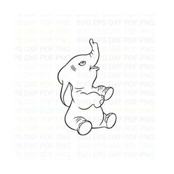 Dumbo_Elephant_Looking_at_the_sky Outline Svg Dxf Eps Pdf Png, Cricut, Cutting file, Vector, Clipart - Instant Download