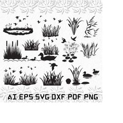 Water Plants Duck svg, Water Plants Ducks svg, Water SVG, Plants, Duck, SVG, ai, pdf, eps, svg, dxf, png