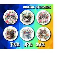 cat stickers bundle, cats digita, stickers pack, assorted sticker, printable and digital sticker, digital download, png,