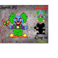 Layered SVG Neon Clown for Cricut, Horror Svg, Vinyl File, Horror Movie svg png it the Dancing Clown Halloween