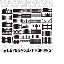 Wooden Fence svg, Wooden svg, Wood svg, Fence, Nature, SVG, ai, pdf, eps, svg, dxf, png