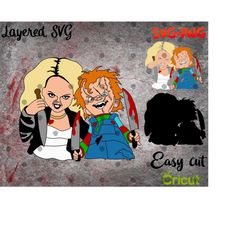 Layered SVG Chucky and Tiffany for Cricut, Horror Svg, Vinyl File, Ghost svg and png, Horror Movie svg png
