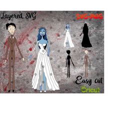 Layered SVG Bundle Corpse Bride for Cricut, Horror Svg, Vinyl File, Ghost svg and png, Horror Movie svg png, Victor, Emi