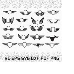Wings Badge svg, Wing Badge svg, Wings Badges svg, Wing, Badge, SVG, ai, pdf, eps, svg, dxf, png