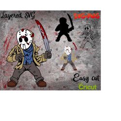 Layered SVG Jason for Cricut, Horror Svg, Vinyl File, Nightmare svg, Ghost svg and png, Horror Movie svg, Voorhees svg,