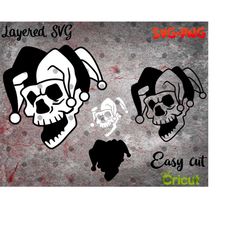 Layered SVG Skull Jester for Cricut, Horror Svg, Vinyl File, Ghost svg and png, Horror Movie svg