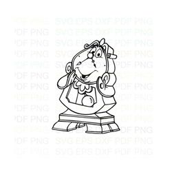 Cogsworth_Beauty_Beast_2 Outline Svg Dxf Eps Pdf Png, Cricut, Cutting file, Vector, Clipart - Instant Download