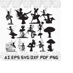 Fairy With Mushroom svg, Fairy svg, Mushroom svg, Mushrooms, Nature, SVG, ai, pdf, eps, svg, dxf, png