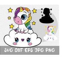Birthday girl svg, Unicorn svg, Cricut, Clouds svg, Layered SVG, Files for Cricut, Cut files, Silhouette, TShirt, Svg, D