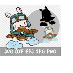 Cartoon svg, Bunny svg, kids svg, Plane svg, Cricut svg, Clipart, Layered svg, Files for Cricut, Cut files, Silhouette S