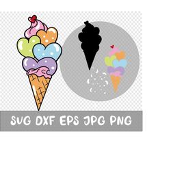 Ice cream, love Svg, Dxf, Jpg, Png, Eps, Cricut, Clipart, Layered SVG, Files for Cricut, Cut files, Silhouette, T Shirt,