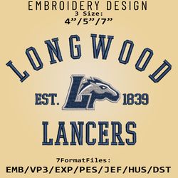 Longwood Lancers embroidery design, NCAA Logo Embroidery Files, NCAA Longwood Lancers, Machine Embroidery Pattern