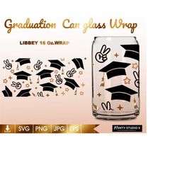 full wrap graduation cap svg, glass wrap svg,class of 2022 can glass svg,graduation svg,16oz libbey can glass wrap,for c