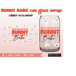 Full wrap Bunny Babe Easter Bunny Glass Wrap Svg,bunny easter can glass svg,Bunny Babe svg,16oz Libbey Can Glass Wrap,fo