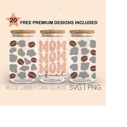 mom fuel svg, 16 oz libbey glass svg, mom and coffee, beer can glass svg, svg file silhouette, digital download