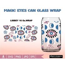 full wrap magic eyes glass wrap svg,evil eyes can glass svg,evil eyes wrap svg,16oz libbey can glass wrap,for circut cut