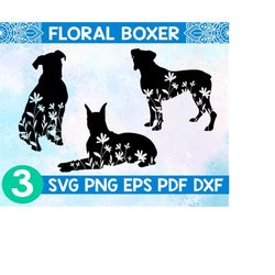Floral Boxer svg,Boxer dog svg,Boxer wildlflower svg,Boxer with flower svg,Boxer silhouettes