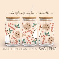 Christmas Cookie & Milk  16oz Glass Can Cutfile, Milk For Santa Svg, Christmas Element, Element, Svg For Cricut, Digital