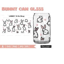 easter bunny can glass wrap svg, easter can glass svg, bunny svg , easter bunny  ,16oz libbey can glass wrap, bunny can