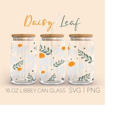 Daisy flower Libbey Can Glass Svg, 16oz Can Glass, Coffee glass can, Beer glass svg png, cut file, Cricut, Silhouette, D