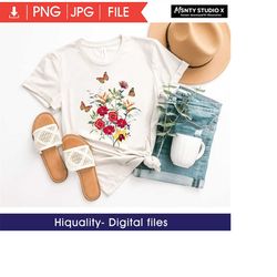 Beautiful Sublimations, Flower  butterfly PNG ,Designs Downloads, Png, Clipart, Shirt Design, Sublimation Downloads, but
