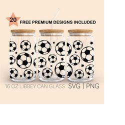 Soccer Ball  16 Oz Glass Can Cut File, Soccer Ball Svg, Soccer Vibes svg, Soccer Mom svg, Football Svg, SVG Cut File For