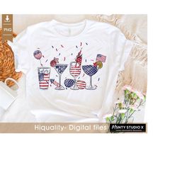 4th of July wine glasses png , 4th of July png, Independence Day png, USA flag png, sublimate designs download, sublimat