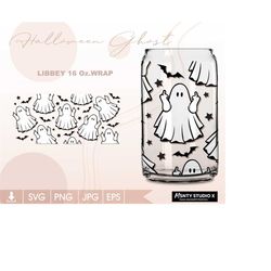 Full wrap Halloween can glass svg, Middle Finger Ghosts svg, for  16oz Glass Can , ghost svg, Digital Download Cut File,
