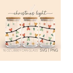 Christmas Lights  16oz Glass Can Cutfile, Christmas Svg, Christmas Squad, Merry Christmas Svg, Holiday Svg, Digital Down