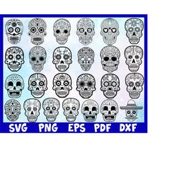 Sugar skull svg,Sugar skull svg files,Sugar skull clipart,Mexican skull svg,Candy skull svg,Day of the dead svg,Skull wi
