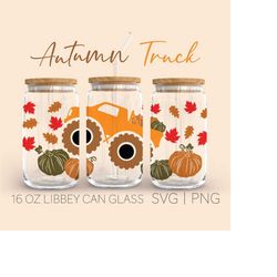 Autumn Truck Libbey Can Glass Svg, 16 Oz Can Glass, Thanksgiving Svg, Fall Svg, Fall Pumpkin Svg, Pumpkin, Digital Downl
