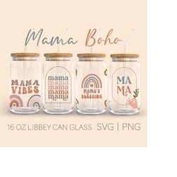 Mama Boho Elements Libbey Can Glass Svg,16 Oz Can Glass, boho abstract svg, libbey beer can glass design, Digital Downlo