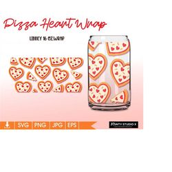 full wrap pizza hearts glass wrap svg, valentine can glass svg, valentine libbey wrap,16oz libbey can glass wrap,digital