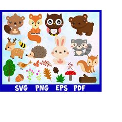 Woodland animal clipart,Forest animals clipart,Animal clipart,Woodland animals svg,Svg for cricut,Deer svg,Fox svg,Bear
