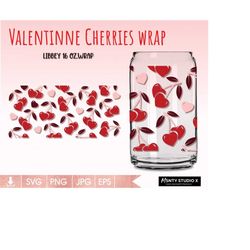 full wrap sweet cherry hearts can glass svg,valentine day svg,hearts glass cup svg ,heart beer can glass svg ,digital do