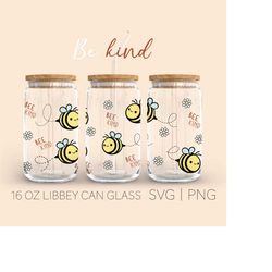 bee kind libbey can glass svg, 16 oz can glass, beer can glass svg, digital download