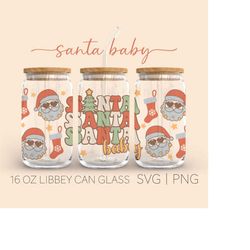 Santa Baby  16oz Glass Can Cutfile, Christmas Svg, Retro Christmas Png, Santa Baby Svg, Christmas Can Glass, Svg Files F