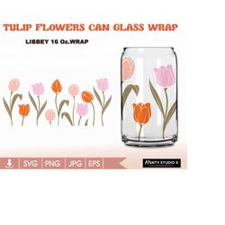full wrap tulip flower svg,for libbey 16oz beer can glass svg ,spring flowers svg file , cut wrap file, for cricut digit
