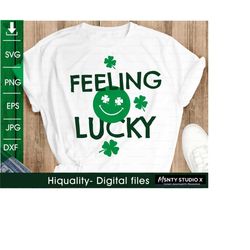 St. Patrick's Day SVG ,feeling Lucky SVG,Lucky Smiley svg,Funny St Patricks Day svg,Irish svg,Shamrock svg,st patricks s
