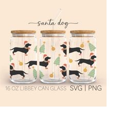Dachshund Santa  16oz Glass Can Cutfile, Christmas Svg, Dachshund Svg, Wiener Dog Svg, Dog Mom Svg, Svg Files For Cricut