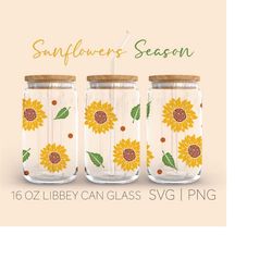 libbey glass svg sunflower coffee can glass svg libbey glass can wrap svg | can glass wrap floral libbey 16oz glass can